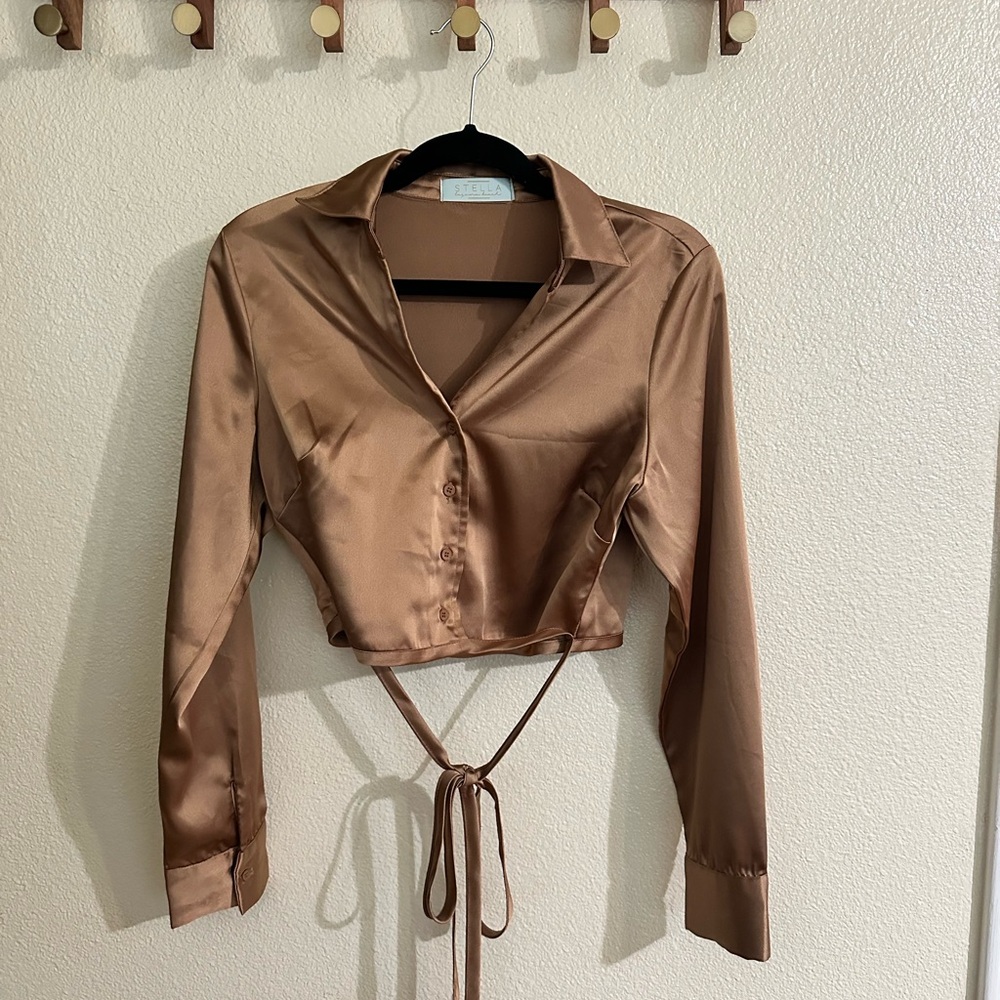 Stella Laguna Beach Brown Satin Blouse